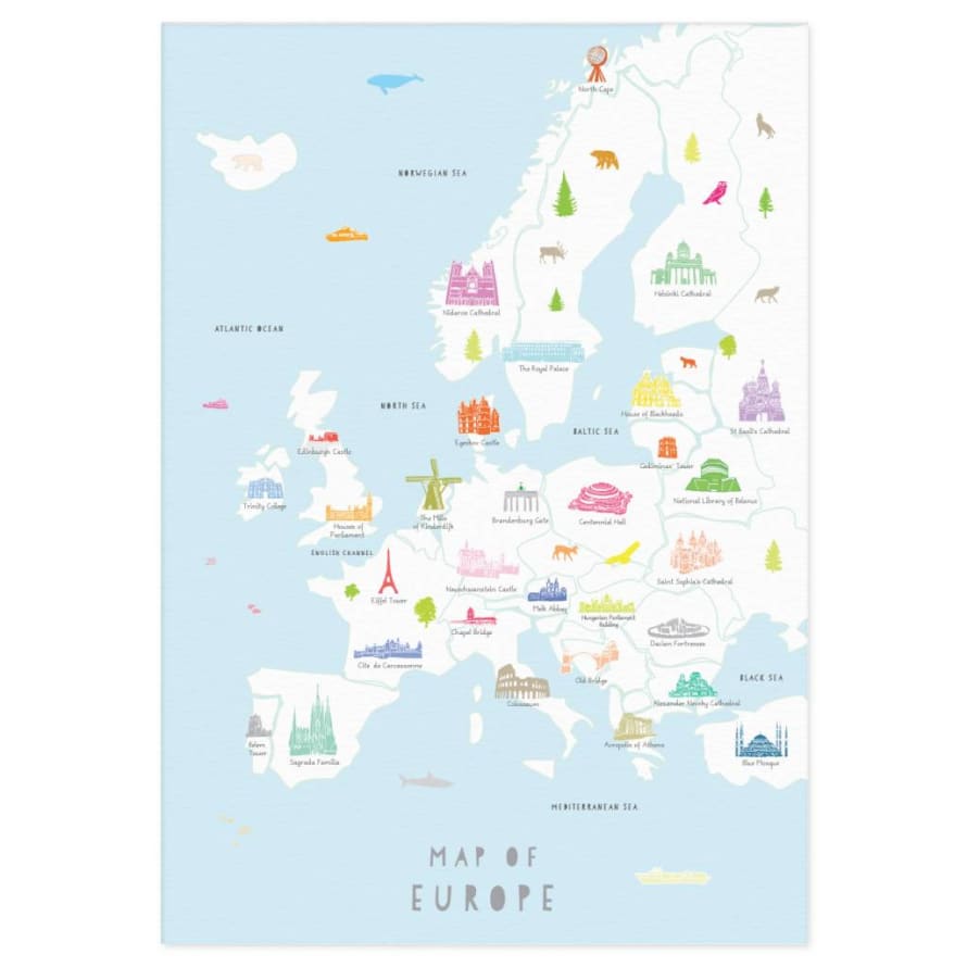 Holly Francesca Map Of Europe A3 Print