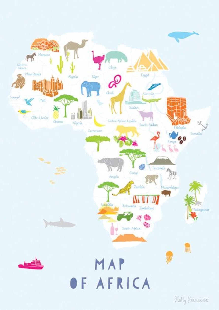 Holly Francesca Map Of Africa A3 Print