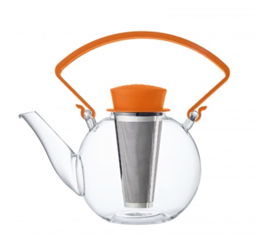 QDO Glass Teapot Orange Handle