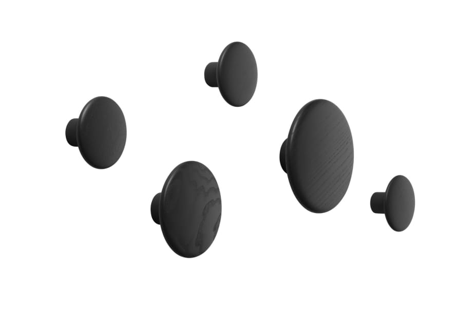 Muuto Black Dots (pack Of 5) Coat Hooks