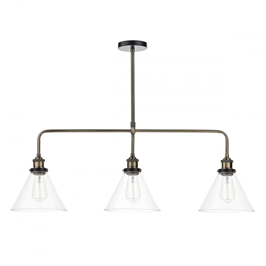 Där Lighting Antique Brass Ray 3 Bar Pendant Light