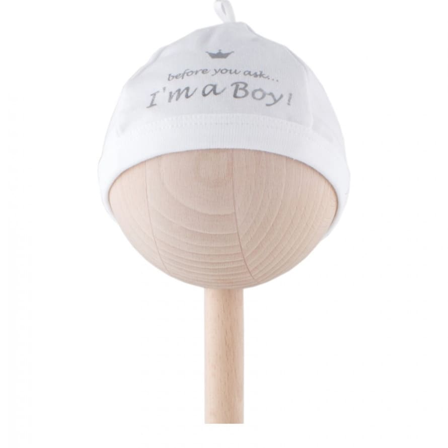 Bambam 'I am a Boy' Newborn Baby Hat