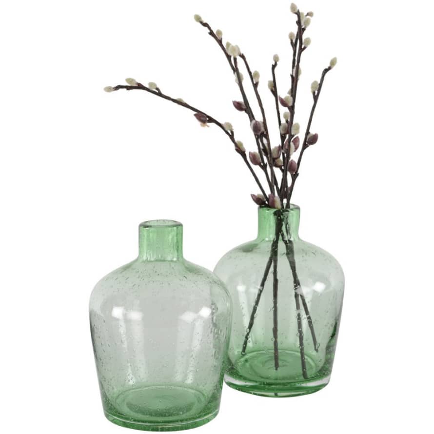 Grand Illusions Green Glass Bottle Vase