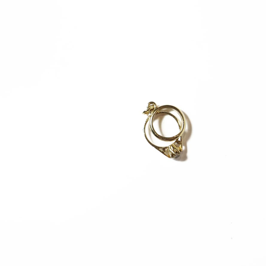 Blackbird Jewellery Gold Double Ring with Diamond Pendant  Blackbird Vintage   