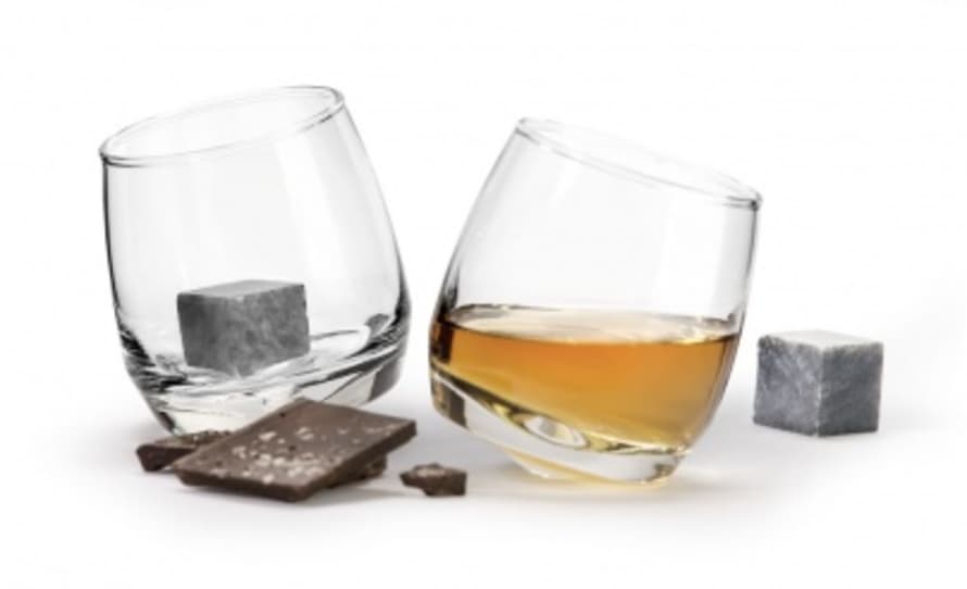 Sagaform Set of 2 Rocking Whisky Glasses With Whisky Stones