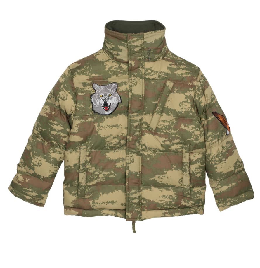 Wild & Gorgeous Boys Khaki Camo Puffer Coat