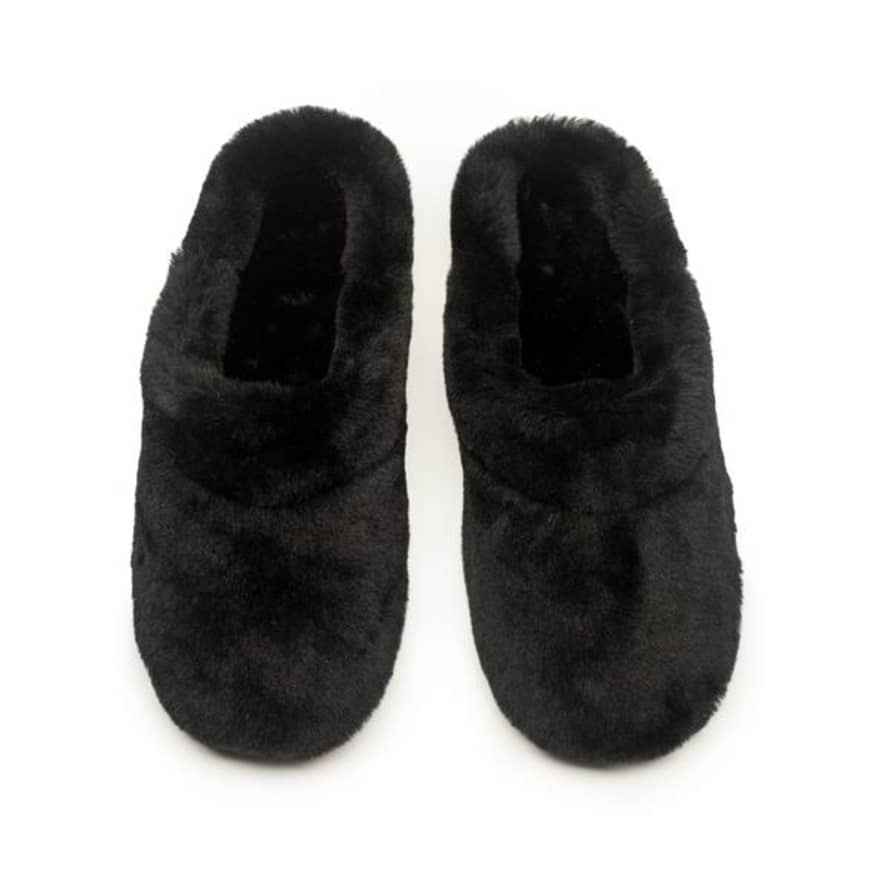 Trouva: SLIPPERS Black | Dark Black Shearling Slippers