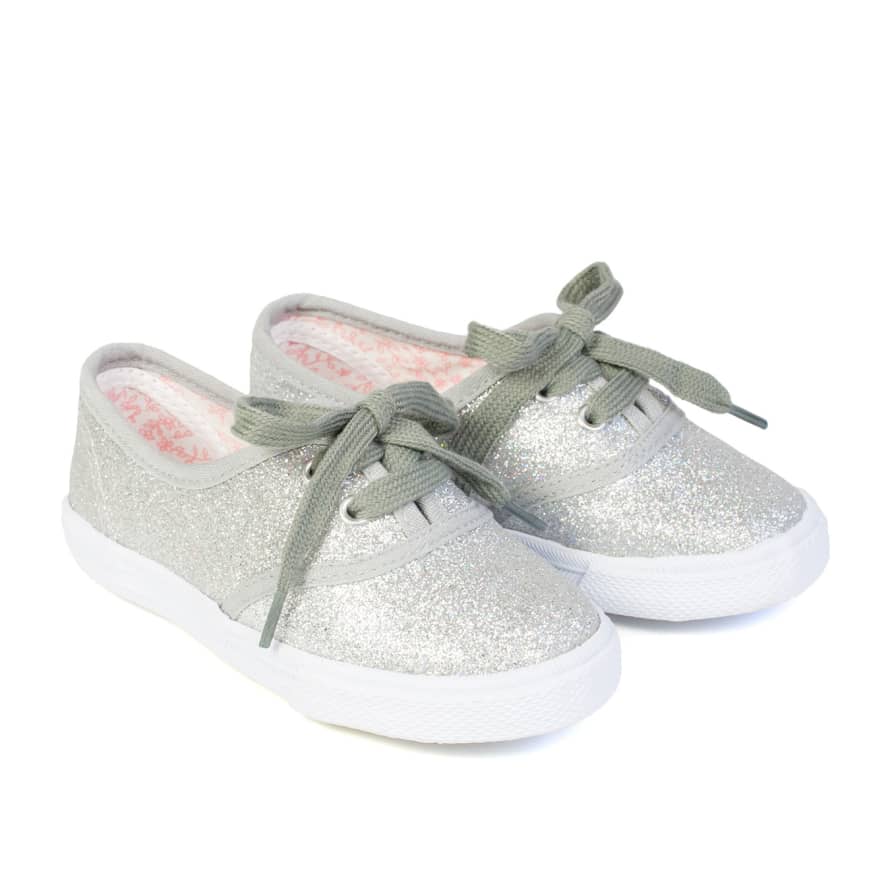 Wild & Gorgeous Girls Silver Sparkly Plimsoll