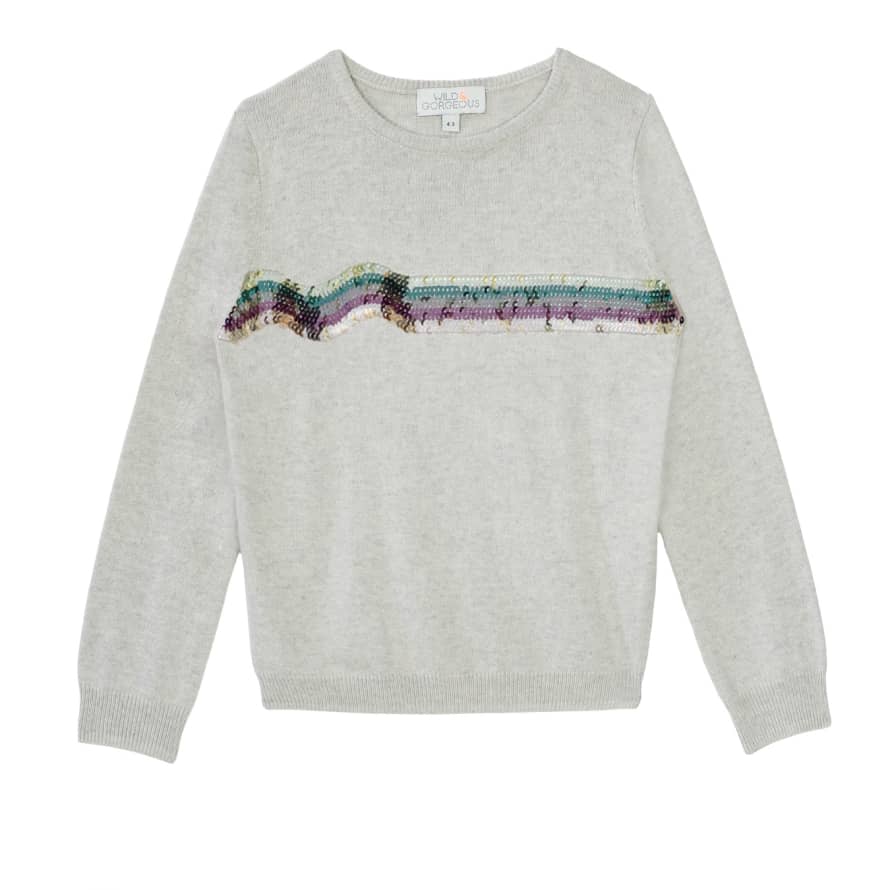 Wild & Gorgeous Girls Grey Sequin Wave Jumper