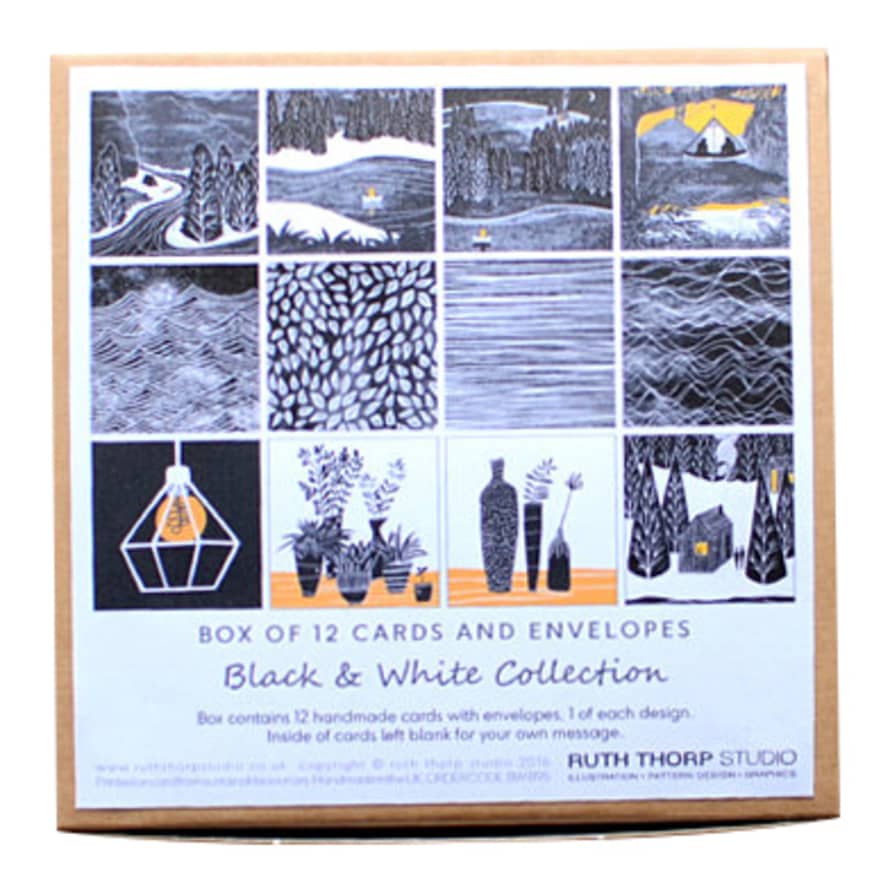 Ruth Thorp Studio  Black & White Collection  Box of 12 Cards 