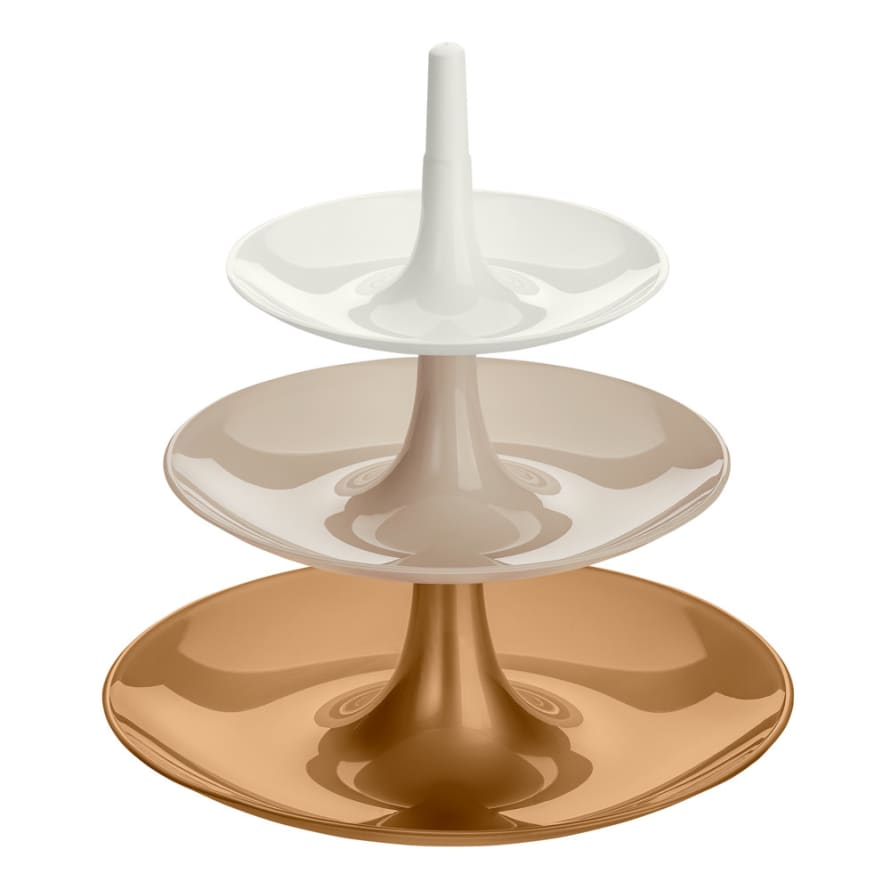 Koziol Large Gold Taupe White Babell Cake Stand