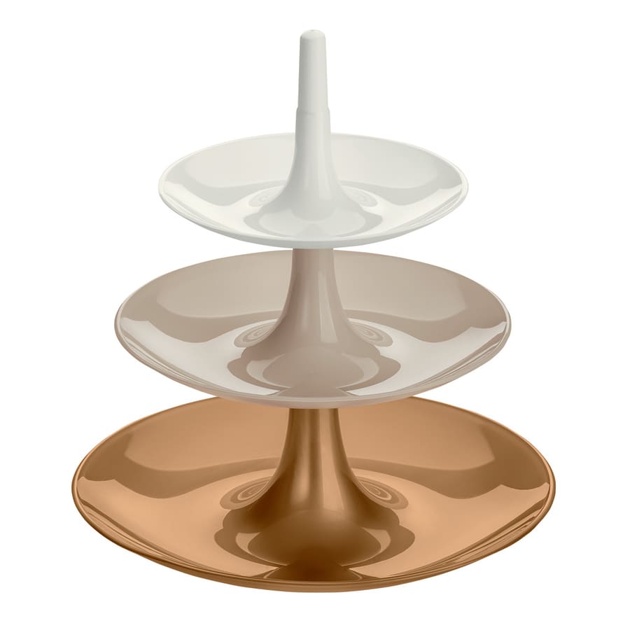 Koziol Small Gold Taupe White Babell Cake Stand