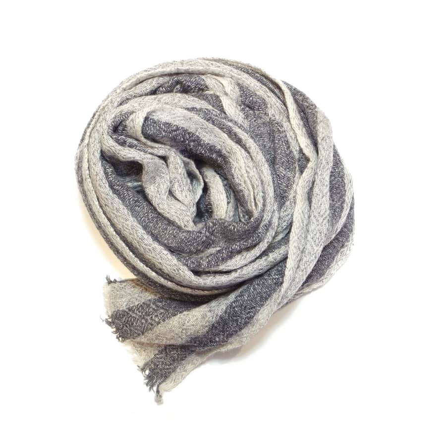 Blackbird Jewellery Tweed Striped Grey Scarf