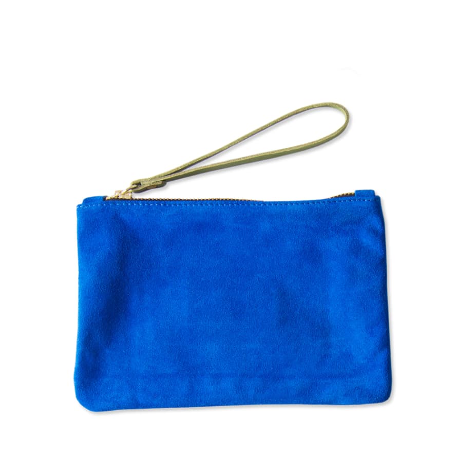 Cobalt Blue Suede Clutch Bag