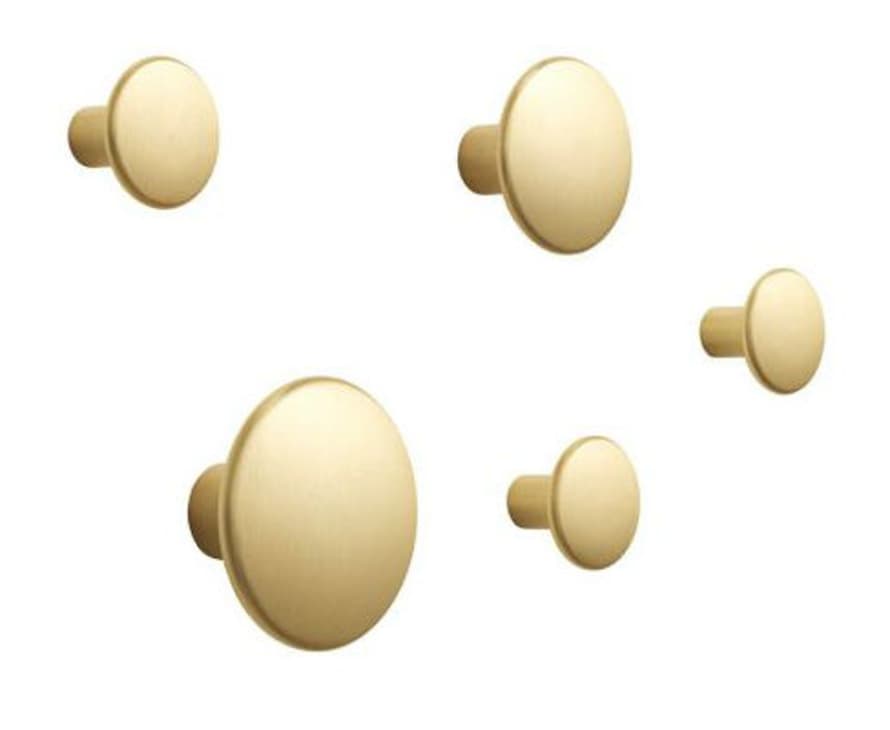 Muuto Dots Set of 5 Brass Hooks 