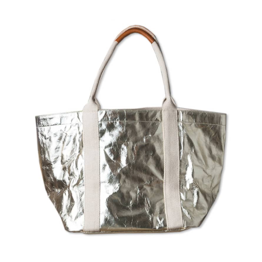 Trouva: Silver Leather Textured Shoulder Bag