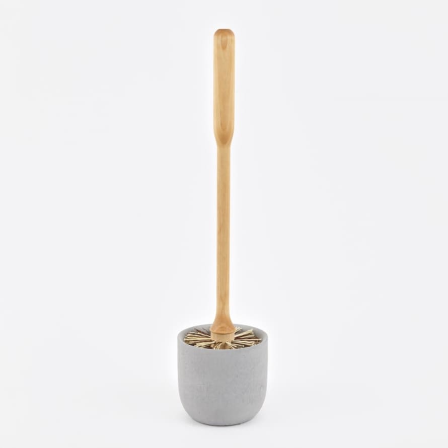 Iris Hantverk  Birch Wood Toilet Brush in Concrete Cup 