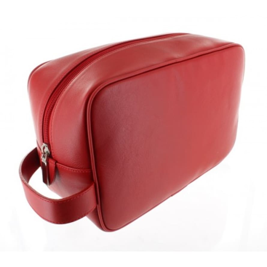 D. R. Harris Large Leather Wash Bag - Red
