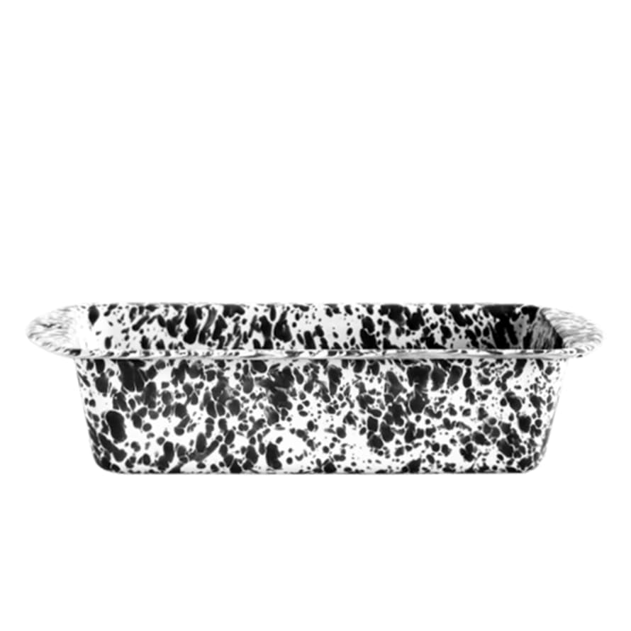 Crow Canyon Home Black Marble Splatter Enamel Loaf Pan 