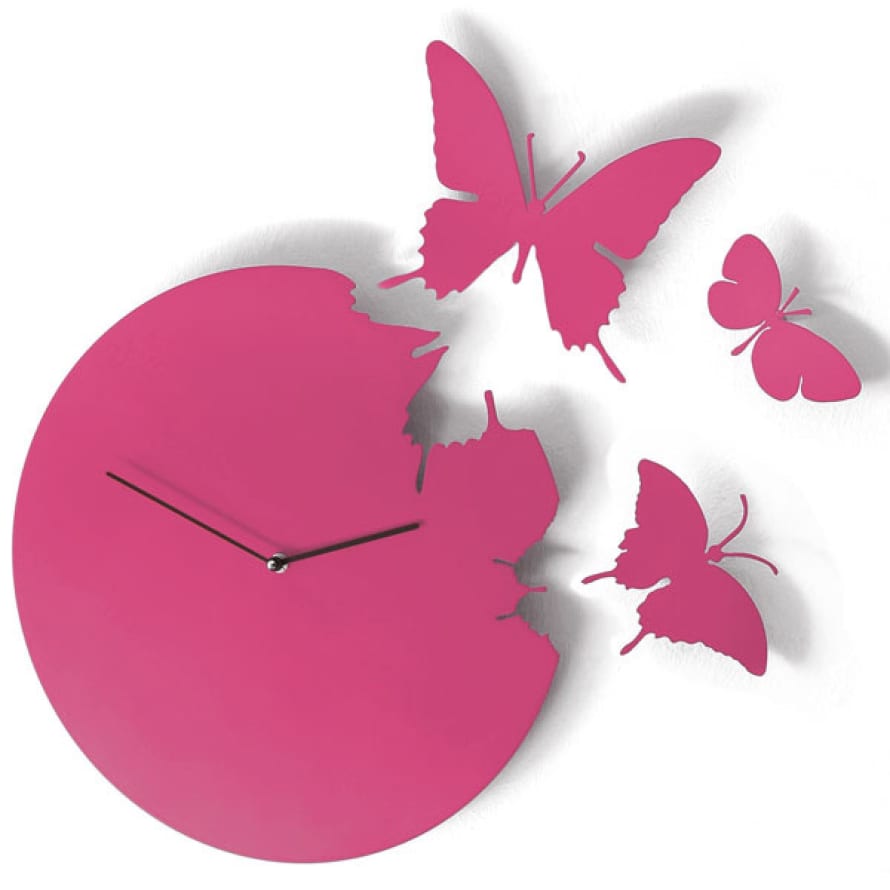 Diamantini & Domeniconi Magenta BUTTERFLY Wall Clock 