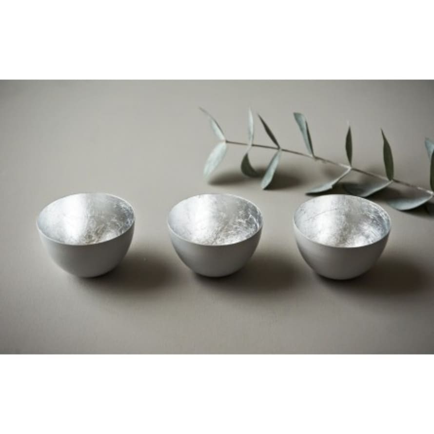 Accessories for the Home Set Of 3 Grey Bowls 