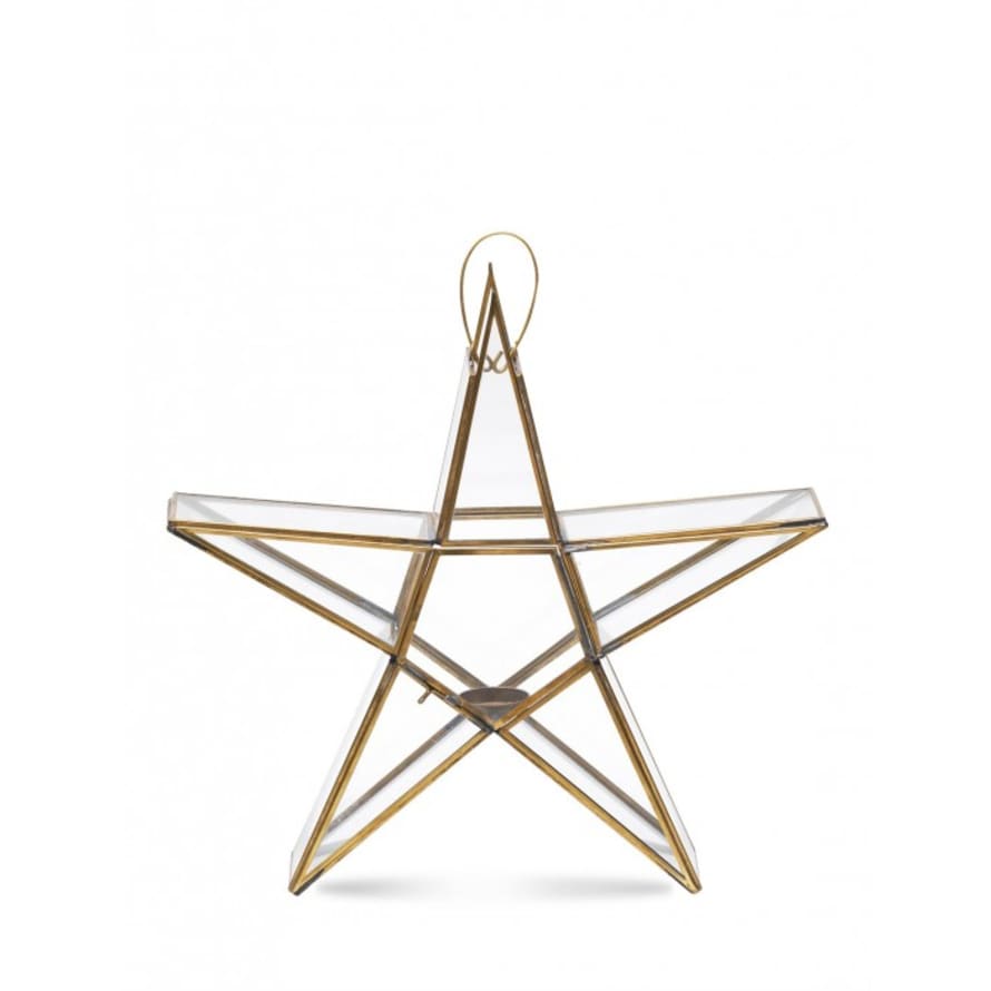 Nkuku Medium Brass Sanwi Standing Star T-Light Holder