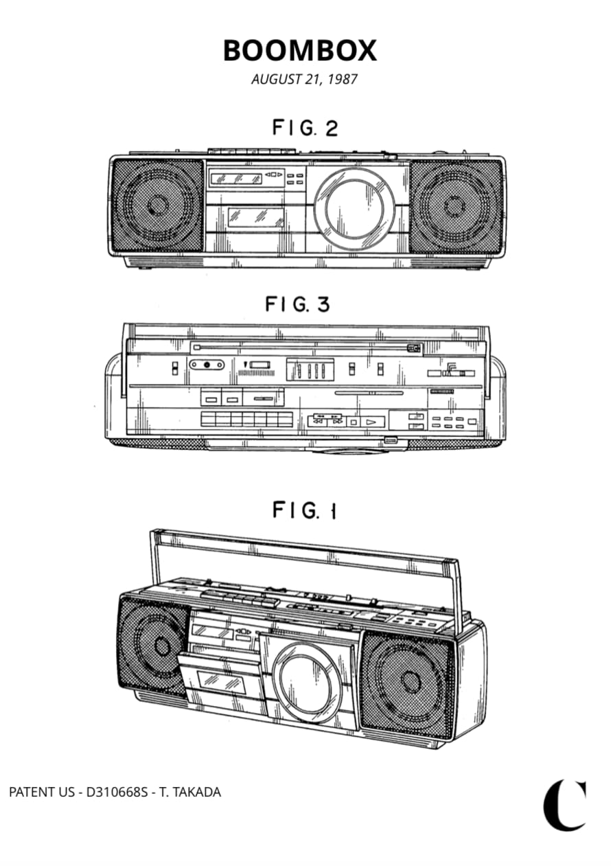 Cuemars Boombox Patent Print