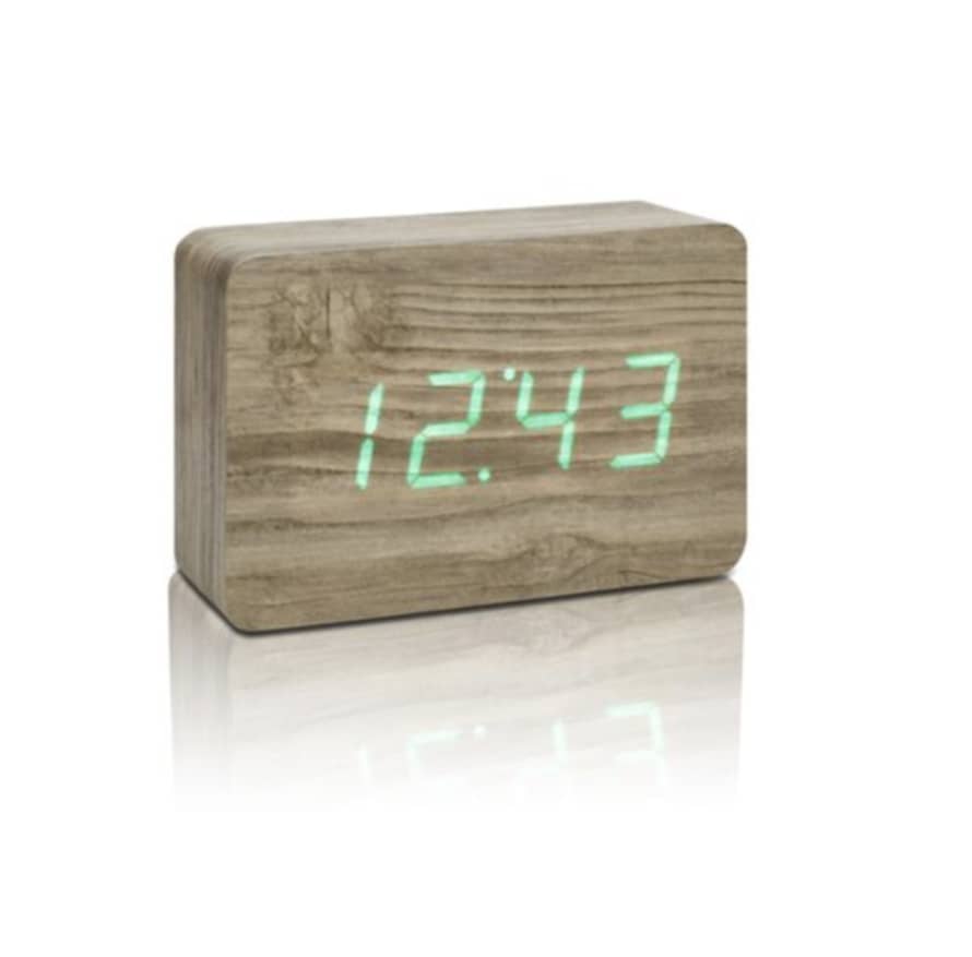 Gingko Ash Brick Click Clock With Green LED