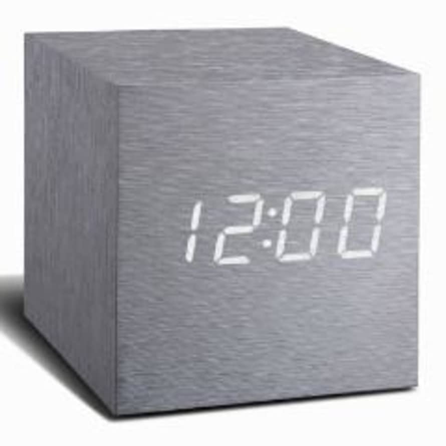 Gingko Aluminium Cube Click Clock With White LED