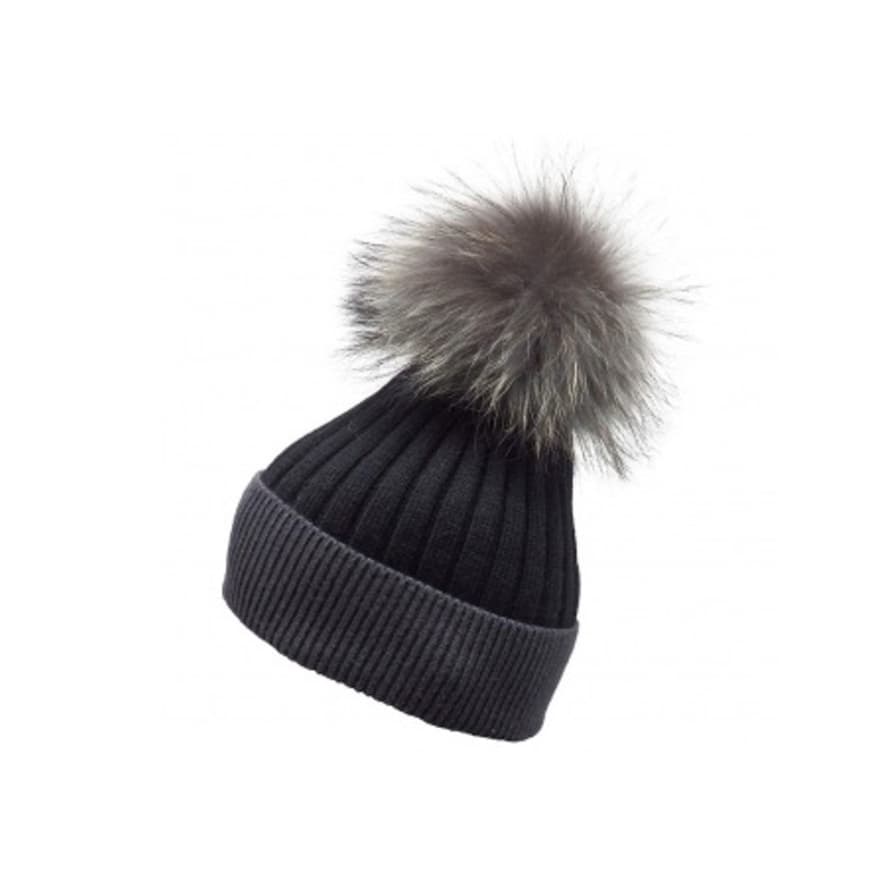 Scottie & Russell Grey & Black two tone bobble hat