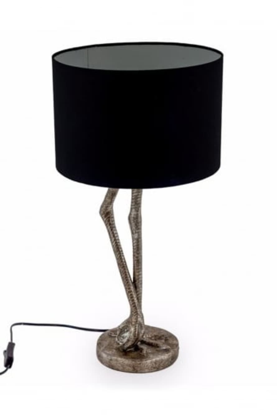 The Home Collection Antique Silver Flamingo Leg Table Lamp 