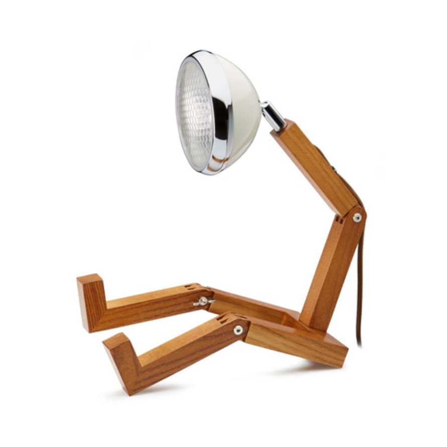 Mr. Wattson White & Wood Table Lamp