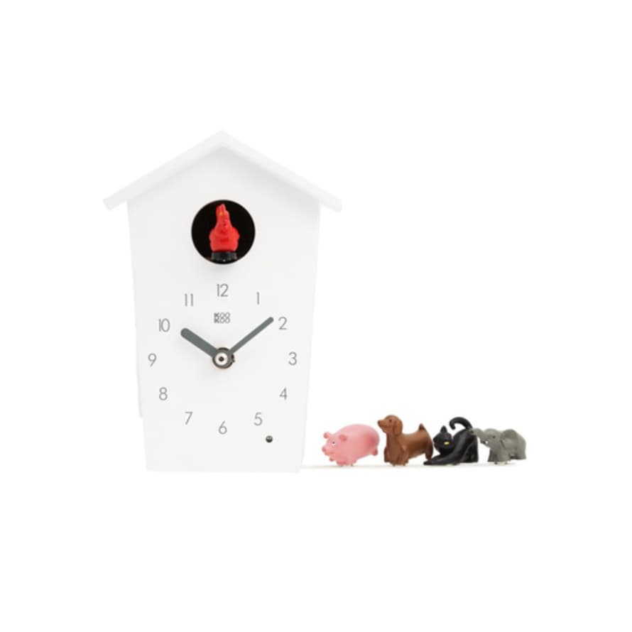 KooKoo White Animal House Clock