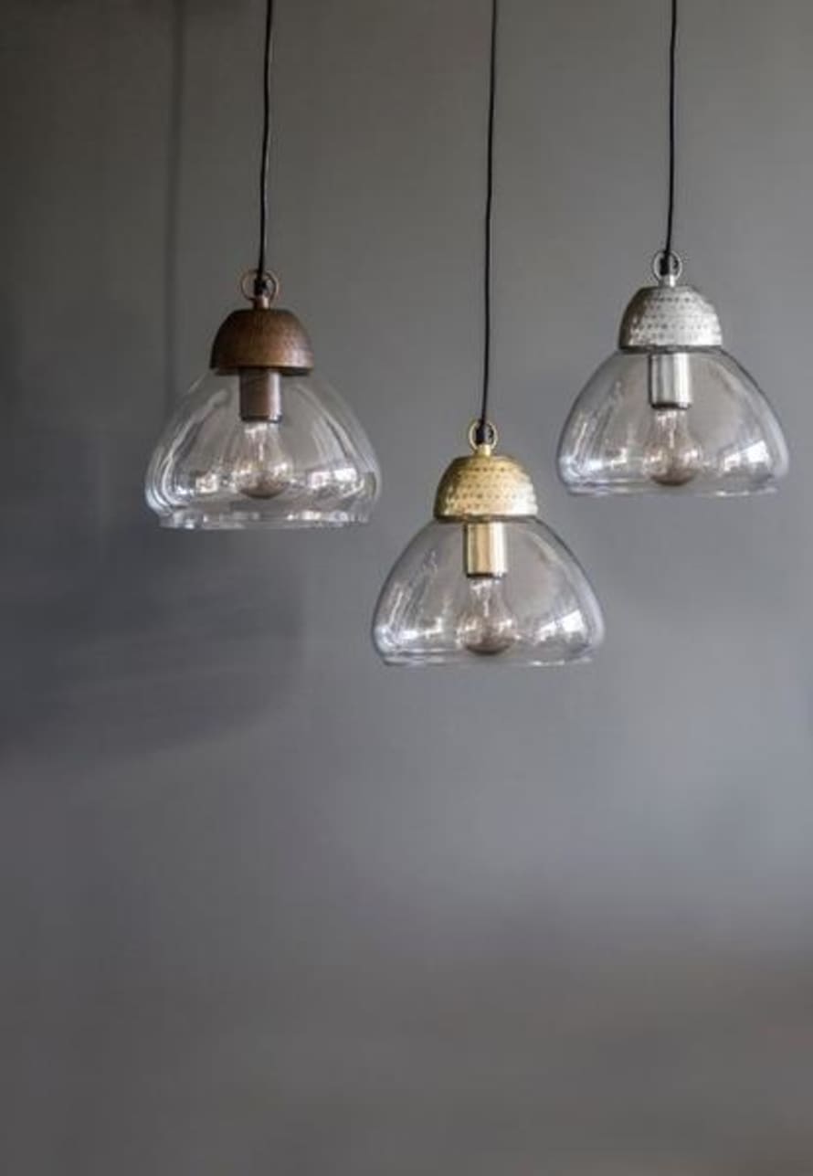 The Forest & Co. Etched Metal Glass Pendant Lights