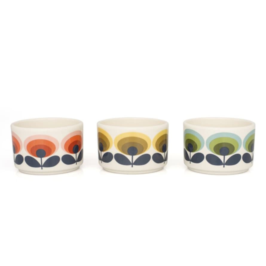 Orla Kiely Set Of 3 Flower 70s Mini Bowls 