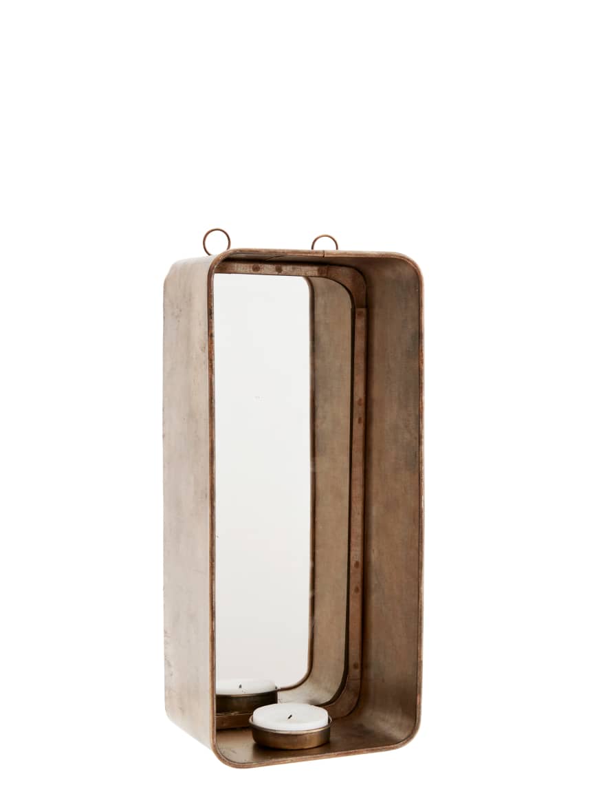 Madam Stoltz Brass Wall T-Light Mirror