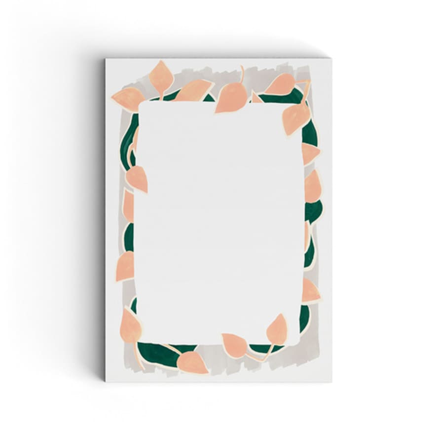 pretty paper Pink Leaves On Gray Mini Notepad