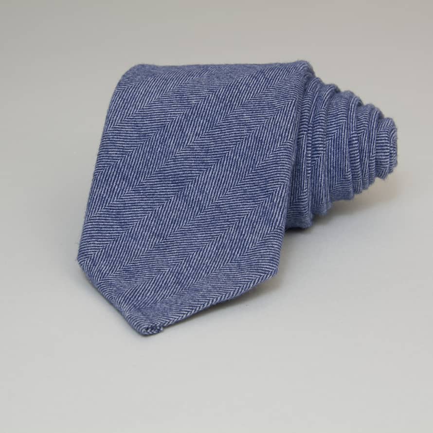 40 Colori Blue Herringbone Cotton Tie
