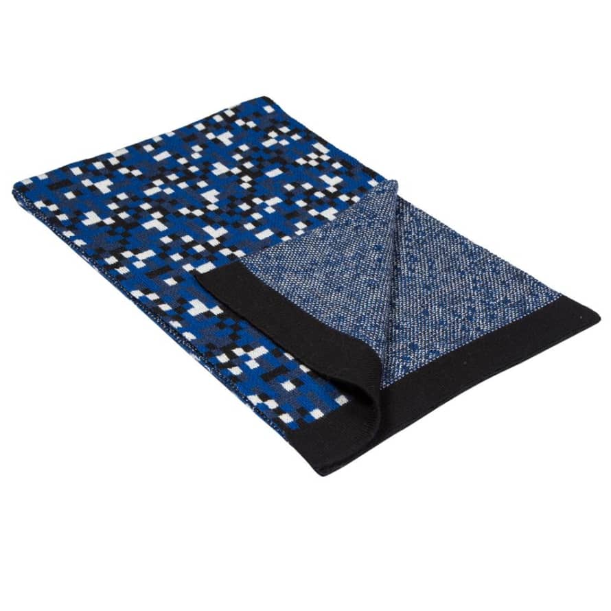 Jennifer Kent Blue Pixel Merino Wool Scarf