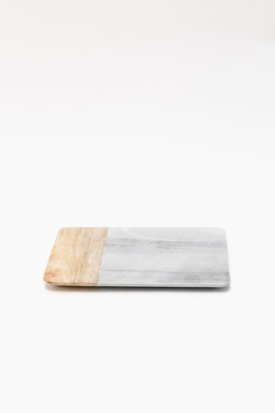 Nkuku Grey Marble And Mango Wood Chopping Board