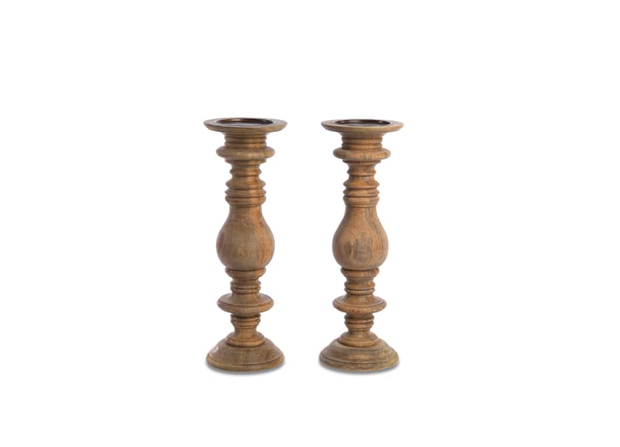 Nkuku Akello Mango Wood Candlestick - Single