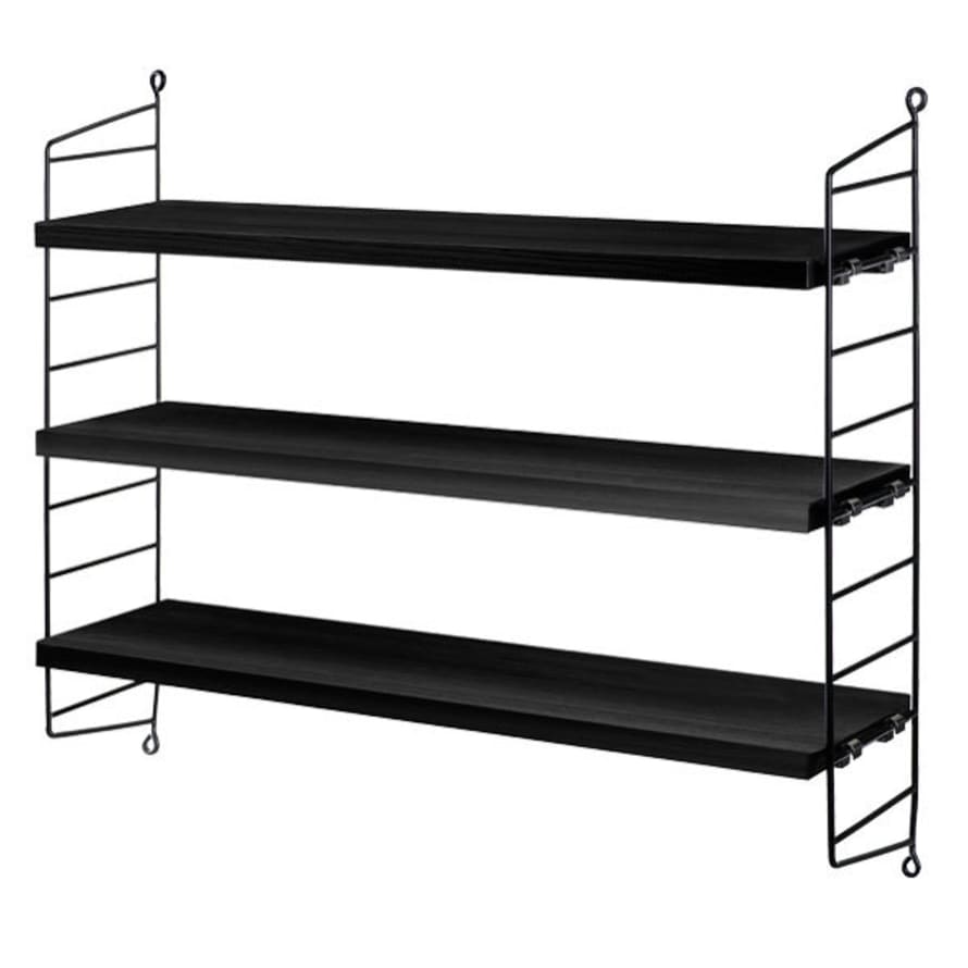 String Stained Black Ash/Black Pocket Shelving