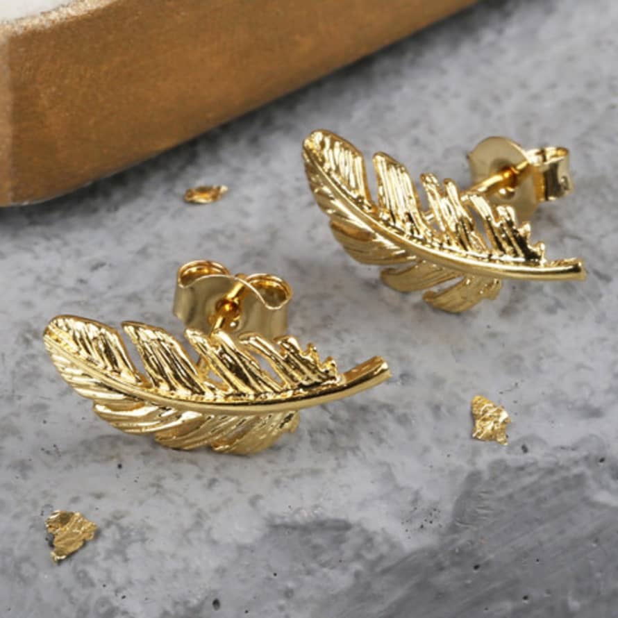 Lisa Angel Gold Feather Stud Earrings