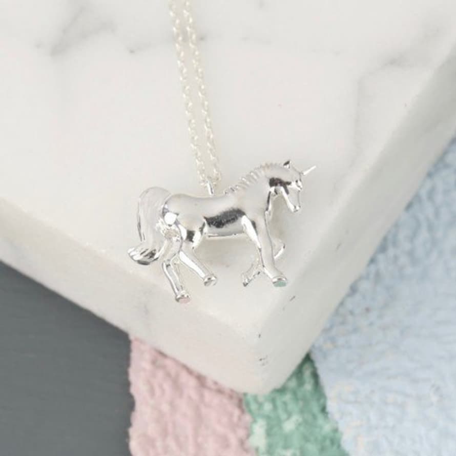 Lisa Angel Silver Unicorn Pendant Necklace