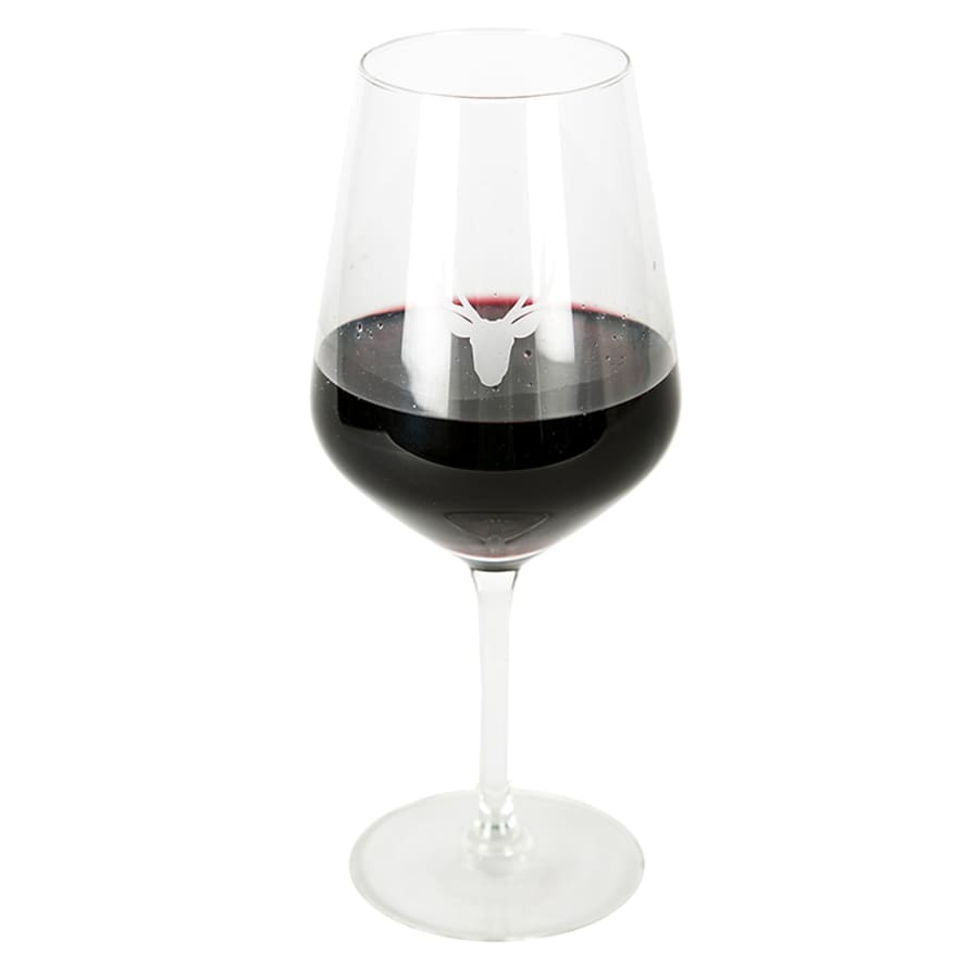 Angel des Montagnes Elegant Stags Head Motif Red Wine Glass