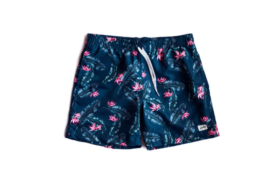 Bather  Navy Birds of Paradise Swim Trunk