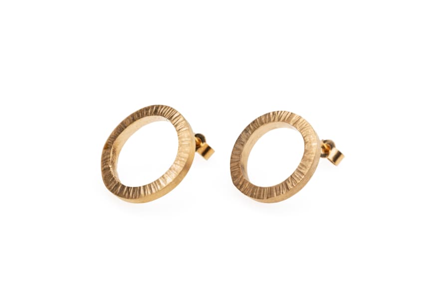 Blackbird Jewellery 9ct Gold Vermeil High Line Circle Stud Earrings 