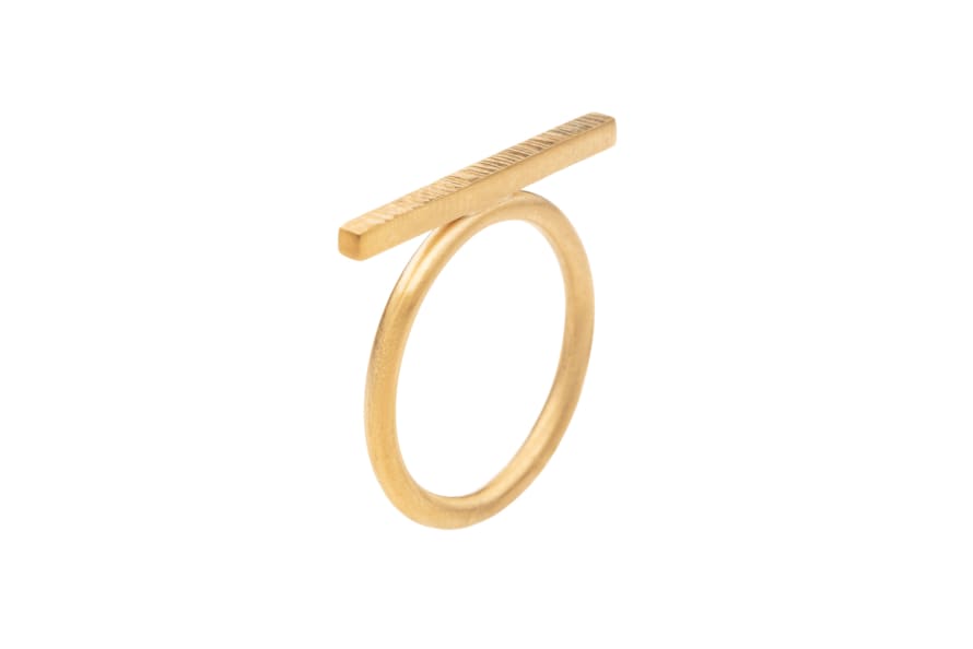 Blackbird Jewellery 9ct Gold Vermeil High Line Horizontal Bar Ring 