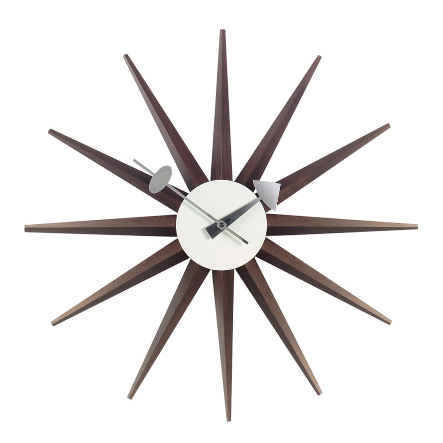 Vitra Walnut Sunburst Wall Clock 