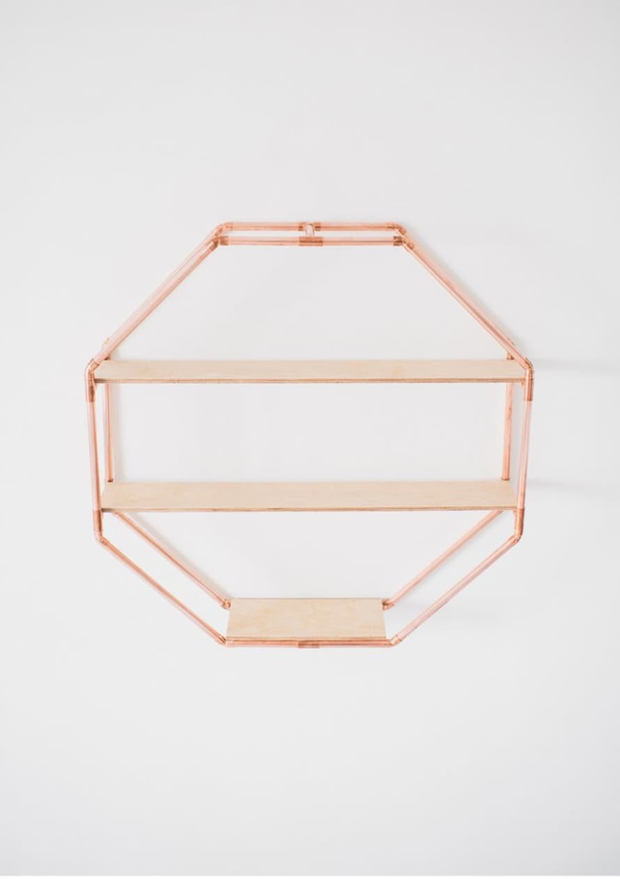 Little Deer Copper Octagon Statement Shelf Wall Hanging